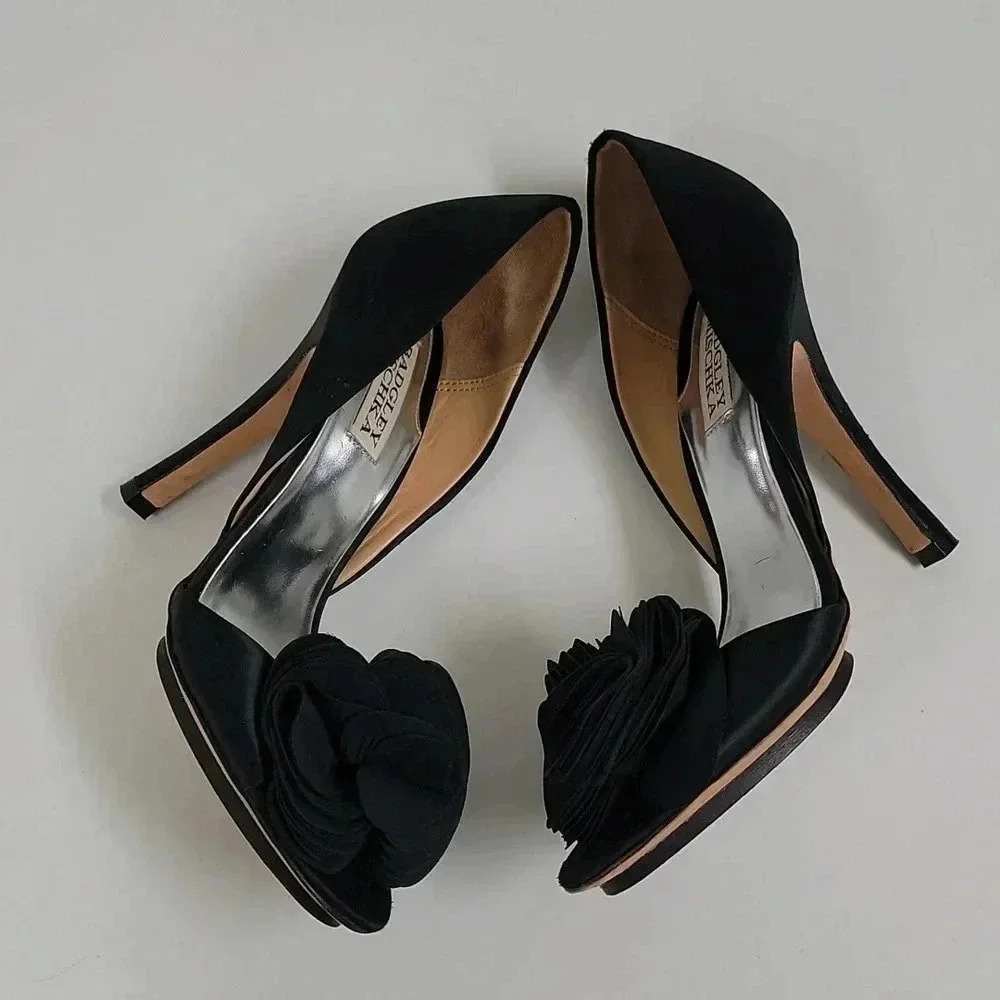 Badgley Mischka Randall D’Orsay Black Peep Toe Shoe - Picture 4 of 9